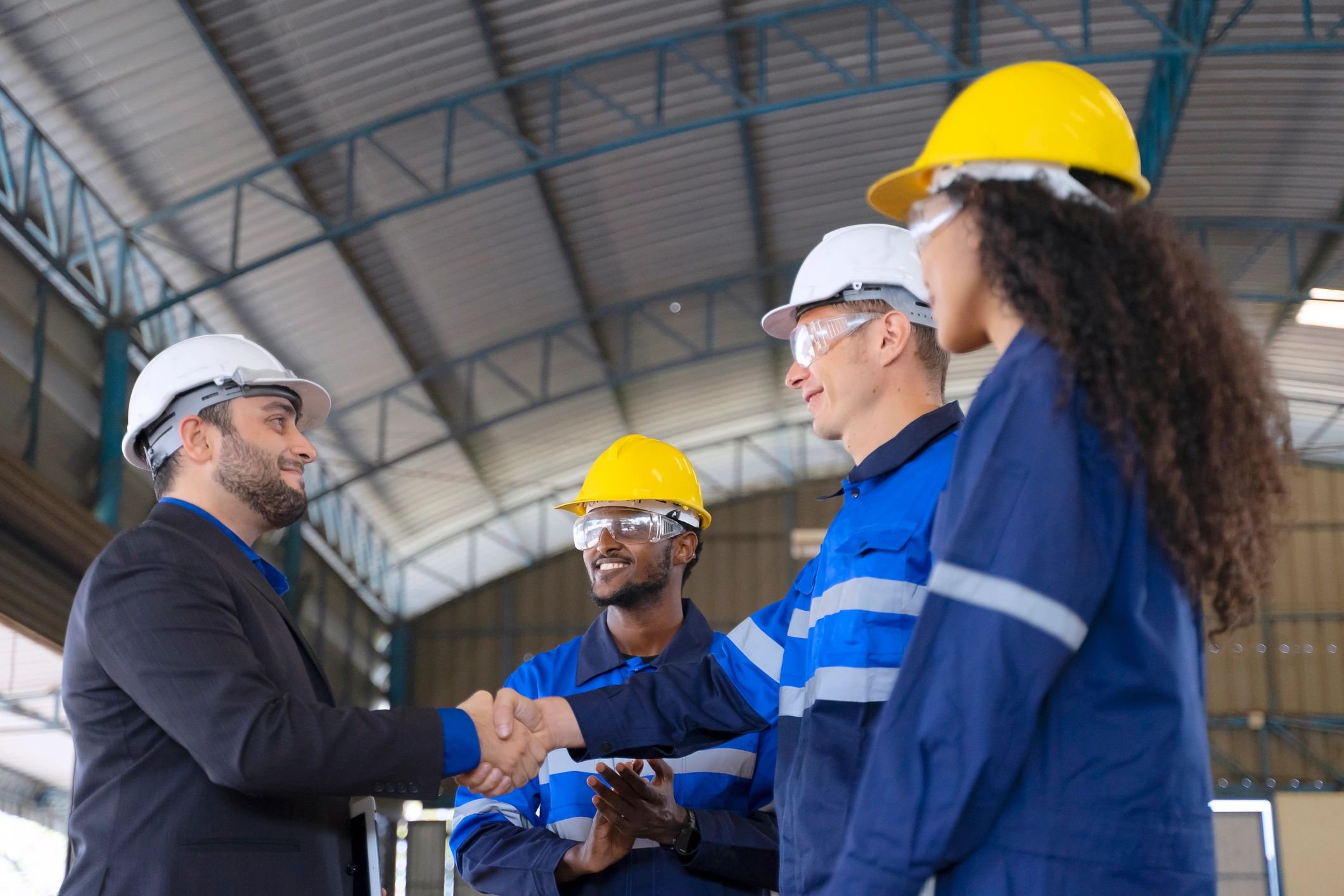 Operations team working in a technology-enabled industrial setting