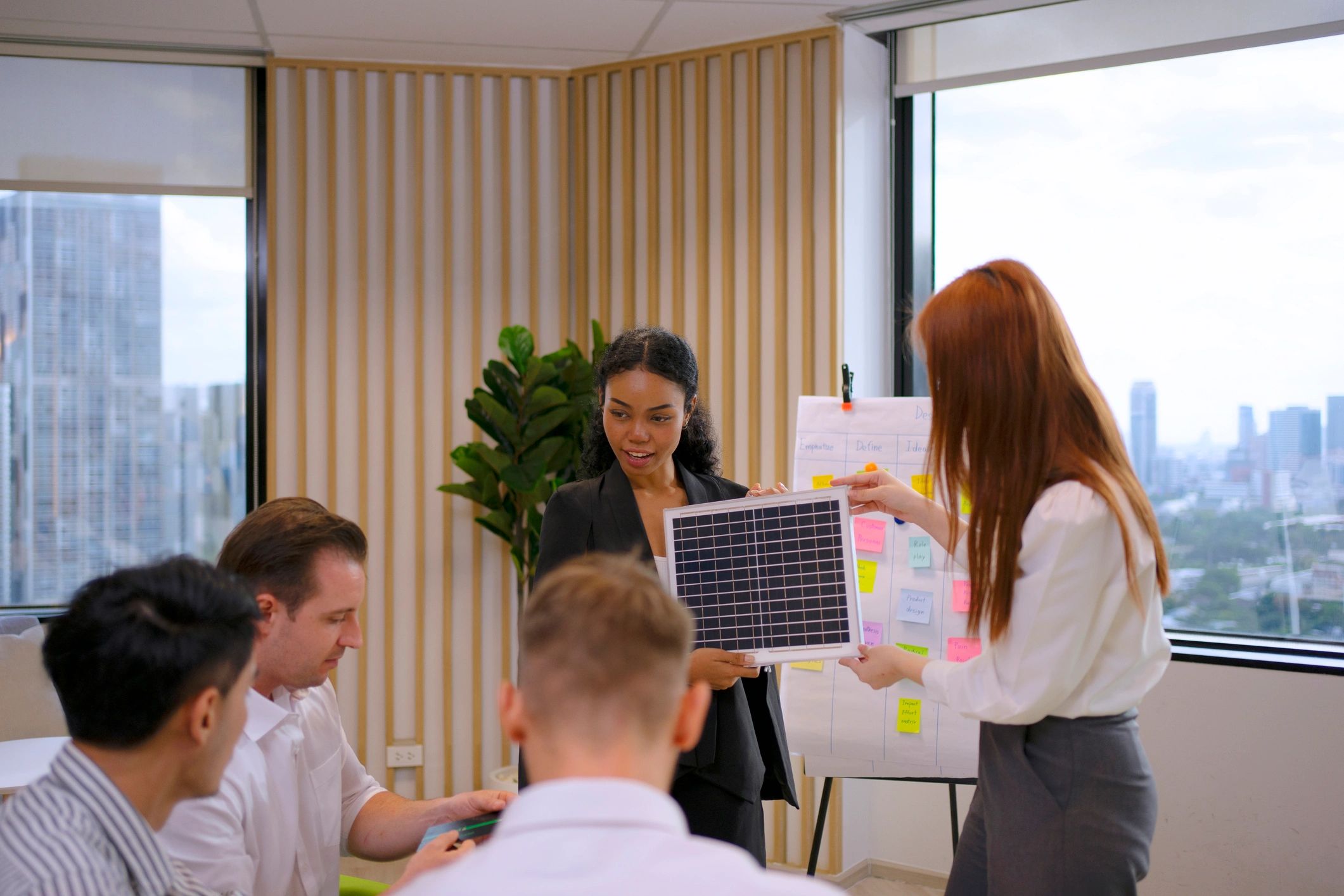 Professionals meeting about a solar energy project