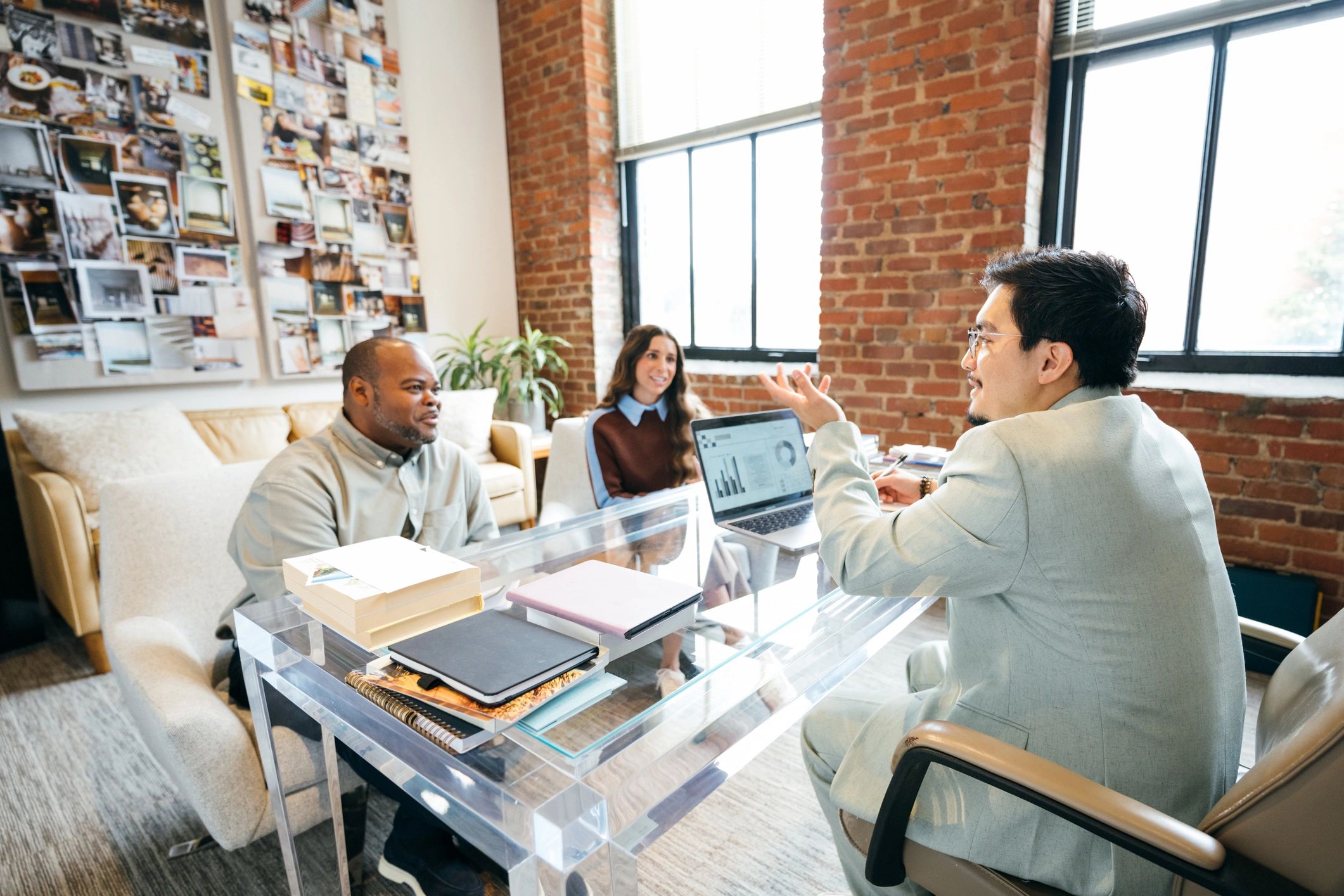 Business professionals meeting with a recruiter